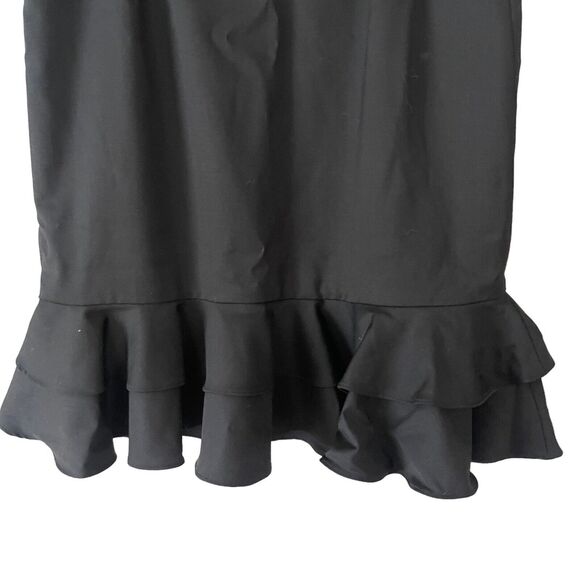 Milly 4 Trumpet Skirt Black Flare Ruffle Wool Blend Career Unique Solid - Picture 7 of 7